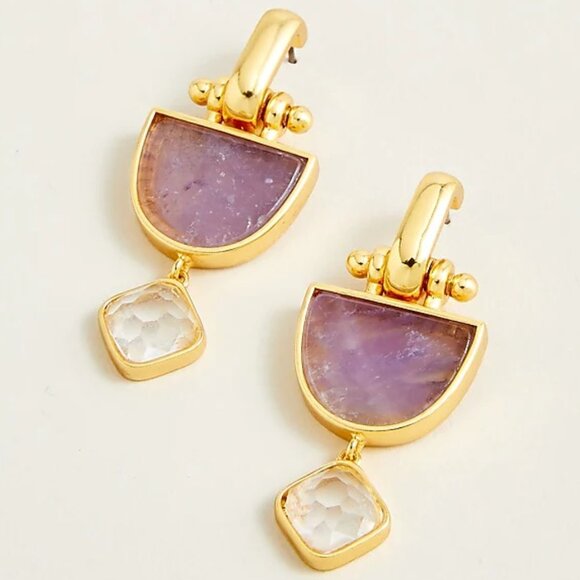 J.CREW GOBLET STONE DROP EARRINGS PURPLE MULTI - Picture 11 of 12